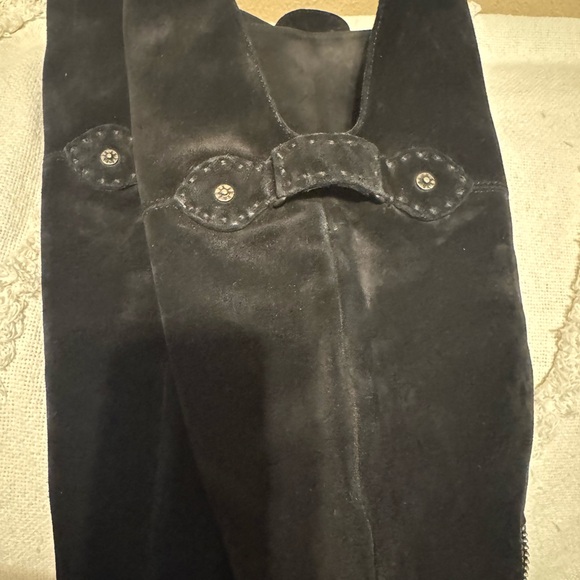 Frye Shirley Black Suede Knee-High Boots - Picture 3 of 6